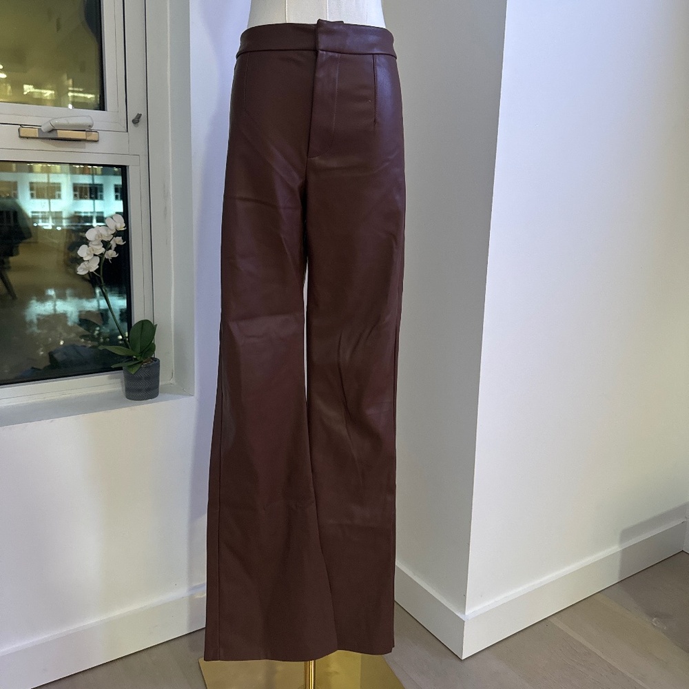 Bershka Brown Faux Leather Pants - S